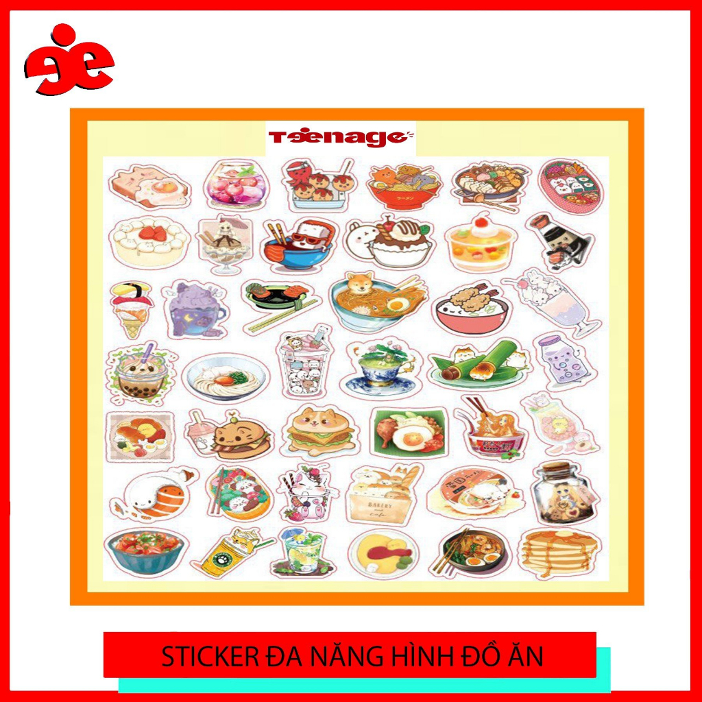Sticker đa năng ĐỒ ĂN CTE -017 Chống thấm nước,dùng để dán mũ bảo hiểm, laptop,điện thoại...