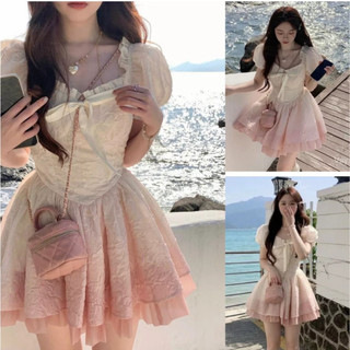 Đầm Váy ombre loang phối tơ bèo 2 lớp dáng xoè siêu xinh (có mút ngực) DV11