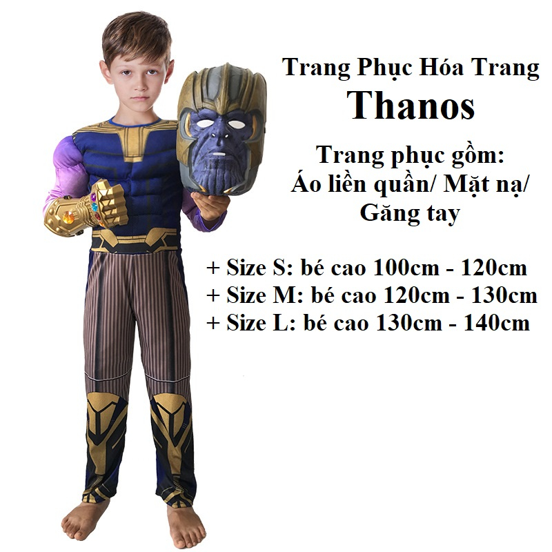 (Có sẵn) Trang phục Hóa Trang Thanos dành cho trẻ em kèm đầy đủ phụ kiện/ Bộ đồ hóa trang siêu anh hùng