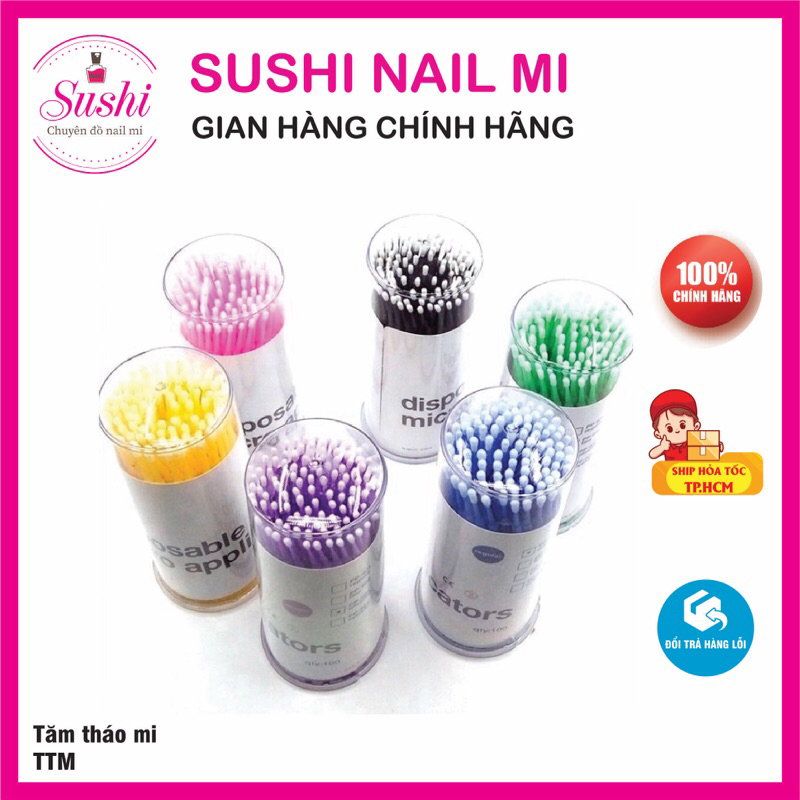 Tăm tháo mi, tăm rửa mi - Tăm bông phun xăm, tiện dụng, tháo nối dễ dàng - Sushi Nail Mi