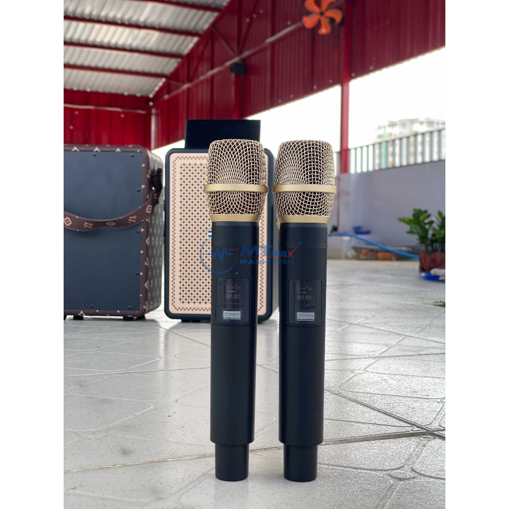 Loa Bluetooth Karaoke Booms Bass M4203 Bass Mạnh, Kèm 2 Micro Không Dây Bảo Hành 12 Tháng