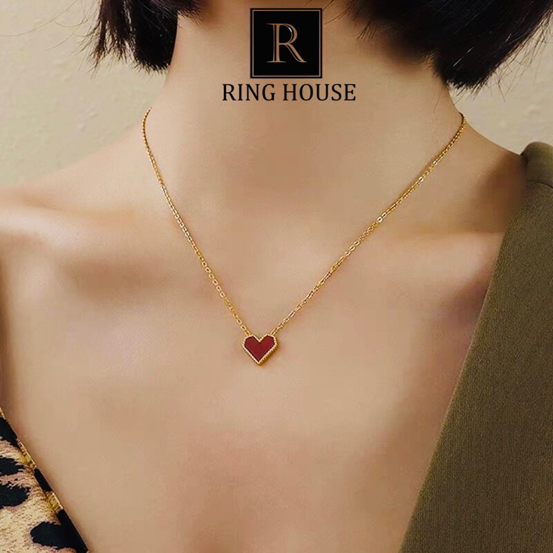 (Titan) N96 Dây chuyền nữ titan không đen trái tim đỏ đẹp