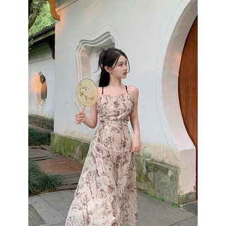 Váy voan hoa cổ phong