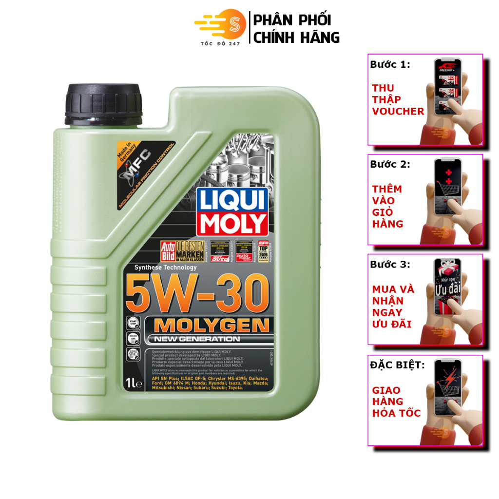 Dầu nhớt tổng hợp xe ga Molygen Liqui Moly 1L 5W30 dung tích 1L