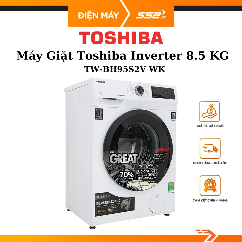Máy Giặt Toshiba Inverter 8.5 Kg TW-BH95S2V WK - Hàng Chính Hãng