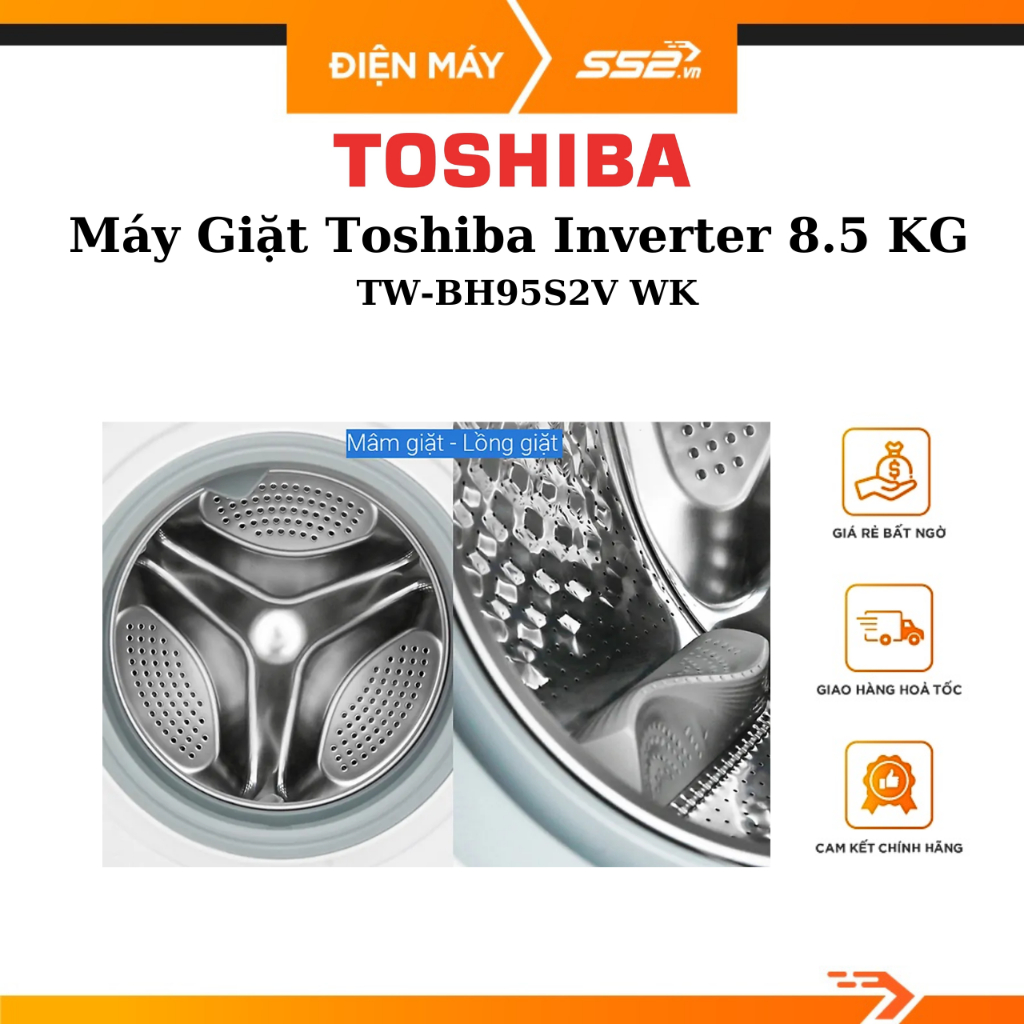 Máy Giặt Toshiba Inverter 8.5 Kg TW-BH95S2V WK - Hàng Chính Hãng