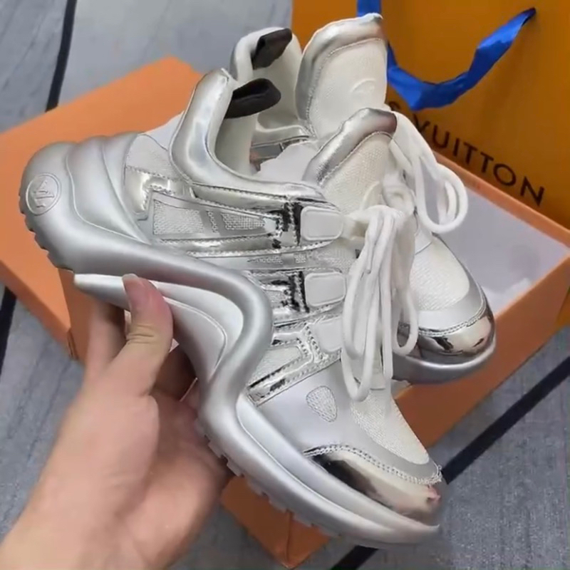 Giày LV Archligh Trắng Bạc Đế Cao Lai Au SC