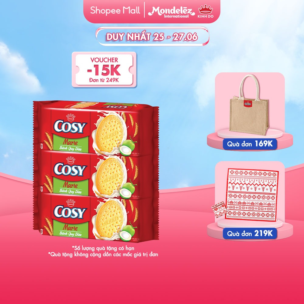 Combo 3 Gói Bánh Quy Dừa COSY Marie 3x136g