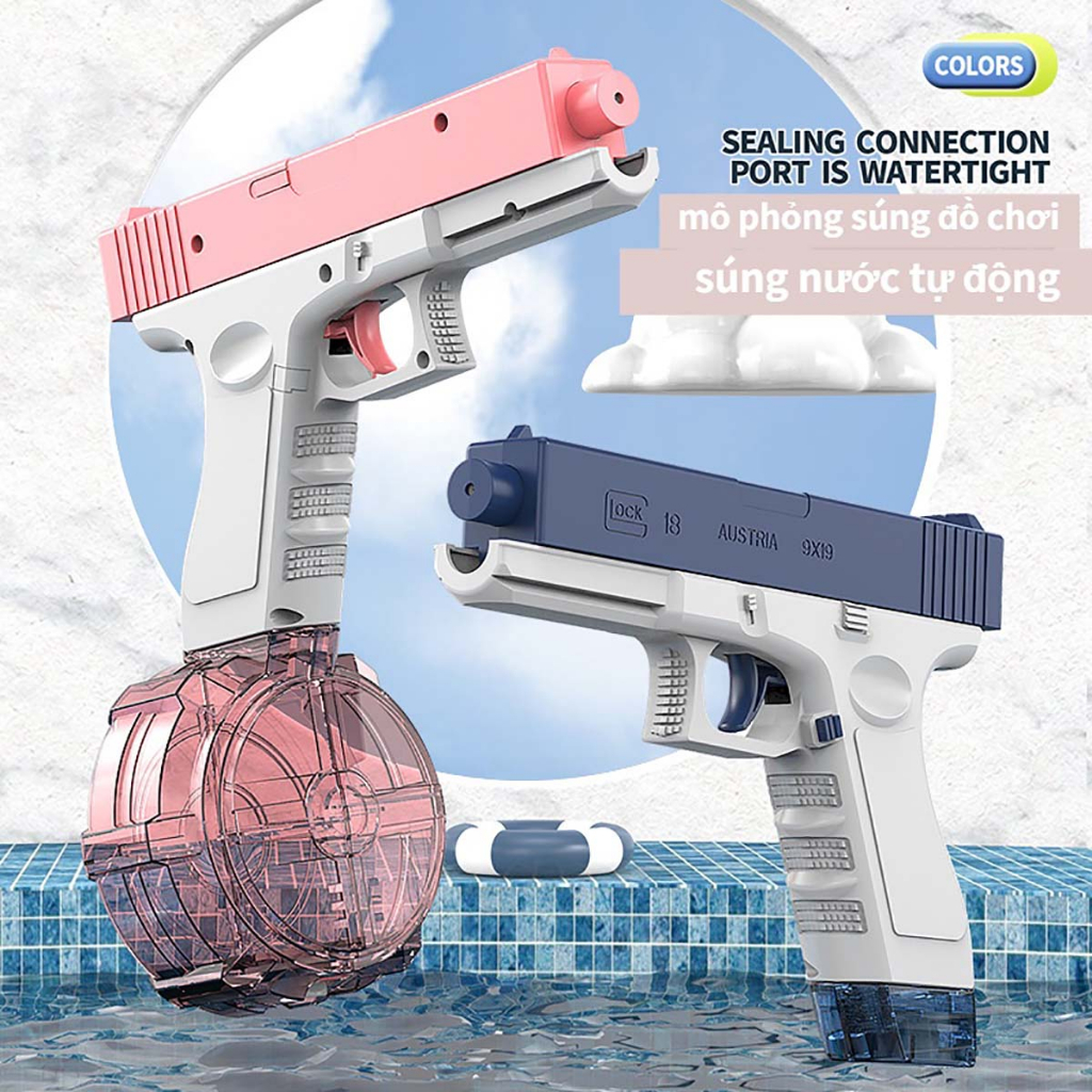 Đồ Chơi Bắn Phun Nước Tắm Áp Lực Cao Tự Động To Mini Liên Thanh Cho Bé Trai Trẻ Em Chạy Pin Sạc Điện Tử Siêu Cực Mạnh
