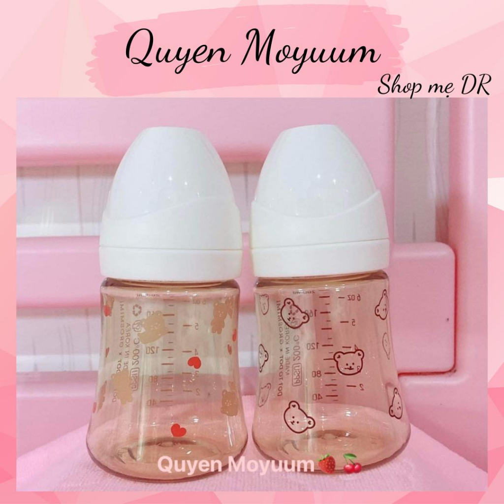 Bình sữa DOTTODOT Gấu tim, Gấu nâu 200ML