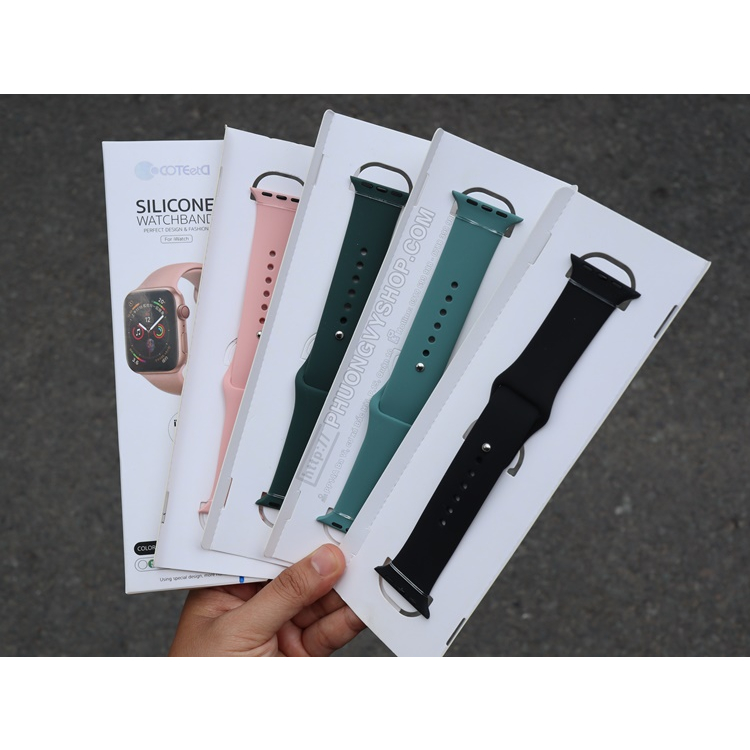 Dây đeo Silicon cho Apple Watch size 38mm, 40mm, 41mm, 42mm, 44mm, 45mm, 49mm chống bẩn hàng hãng siêu đẹp