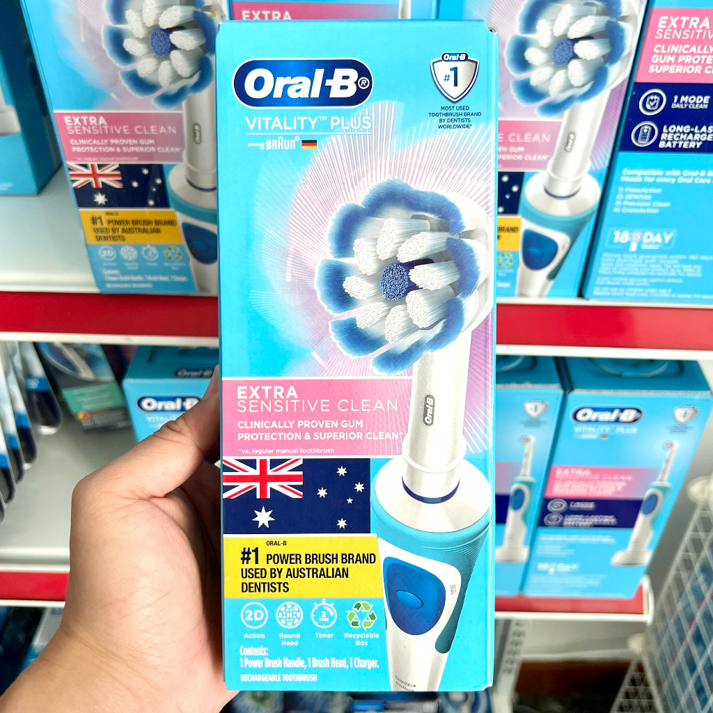 Bàn Chải Điện Oral-B Vitality - Hẹn Giờ 2-Phút, Làm Sạch Sâu Loại Bỏ 100% Mảng Bám, Bàn Chải Điện Cho Người Lớn & Trẻ Em