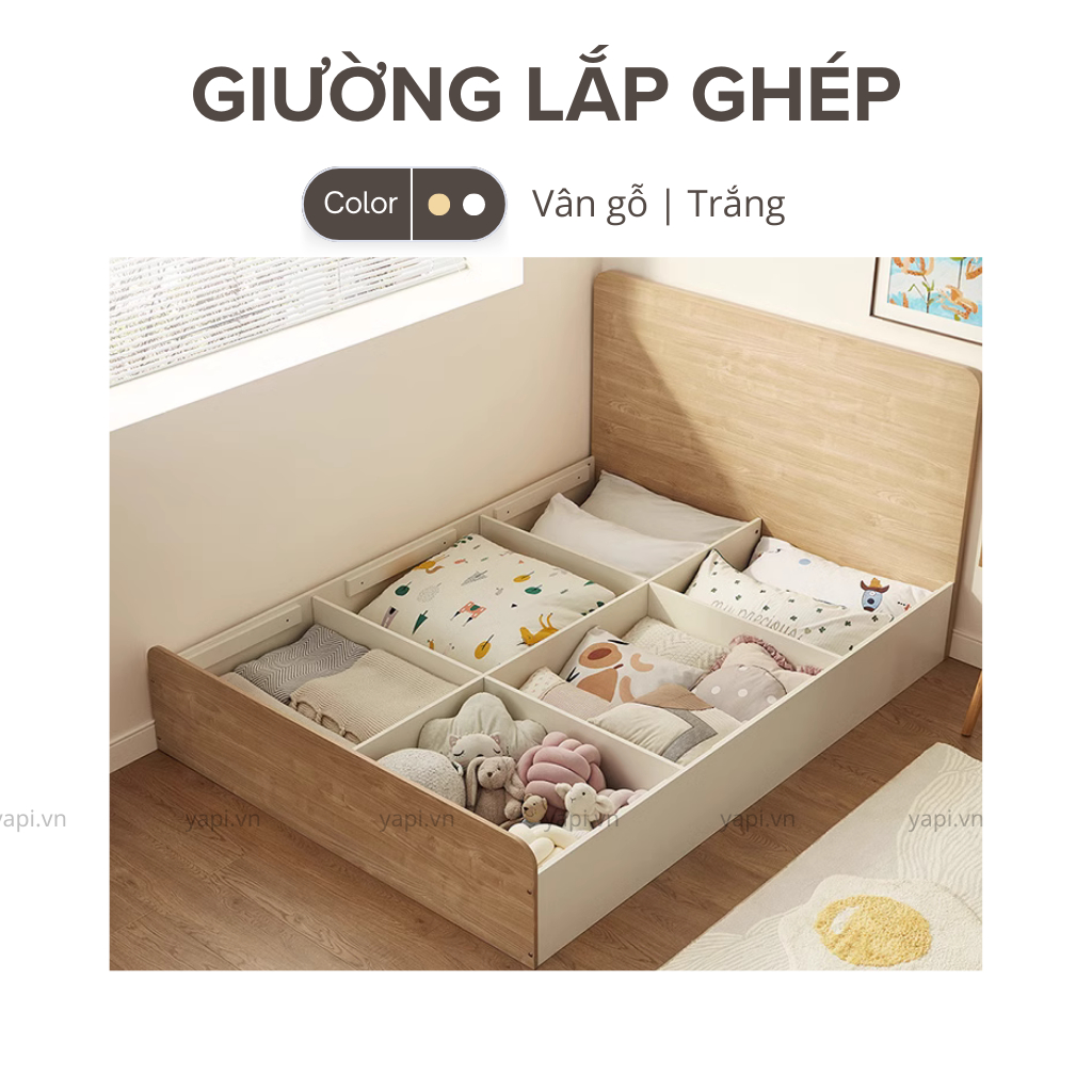 Giường Ngủ Gỗ Có Ngăn Để Đồ Gỗ MDF Xịn Lắp Ráp Tận Nhà Yapi-512