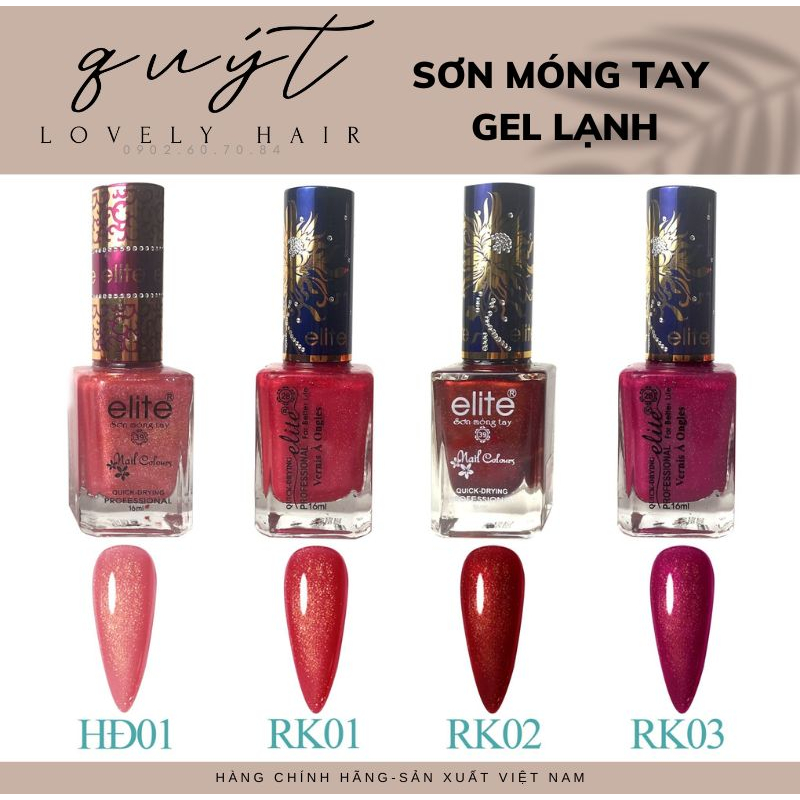 Sơn móng tay gel lạnh cao cấp 16ml tone đỏ hồng ánh kim tuyến (không cần hơ máy)