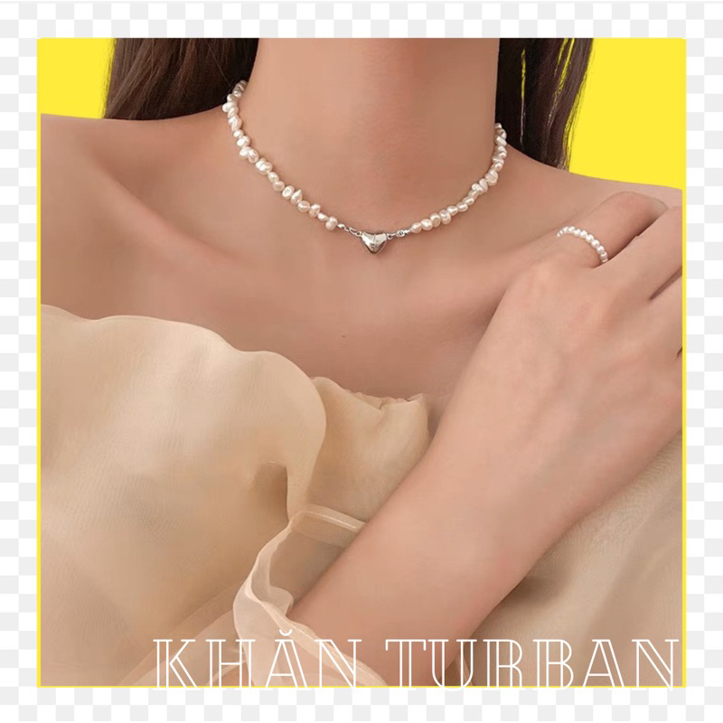 Vòng cổ đính hạt trái tim phong cách hàn quốc - choker đính hạt hình tim