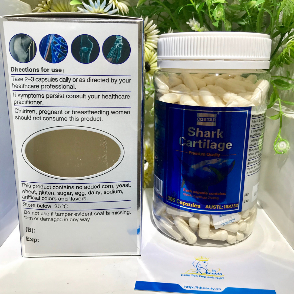 Viên Uống Sụn vi cá mập Costar Blue Shark Cartilage 750mg - Giúp Xương Khớp chắc khoẻ - 365 viên