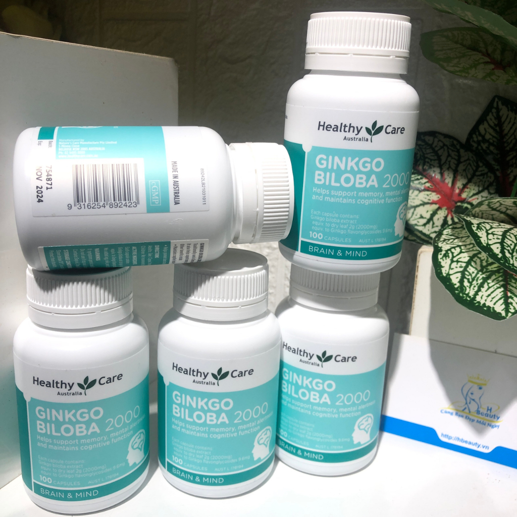 Viên bổ não Healthy Care Ginkgo Biloba 2000mg (Úc), tăng cường trí nhớ - 100 viên
