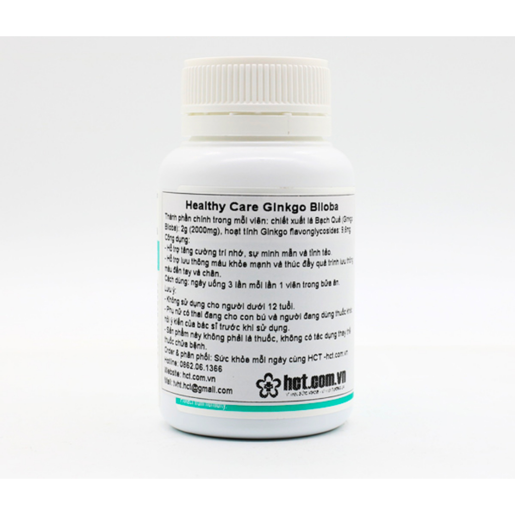 Viên bổ não Healthy Care Ginkgo Biloba 2000mg (Úc), tăng cường trí nhớ - 100 viên