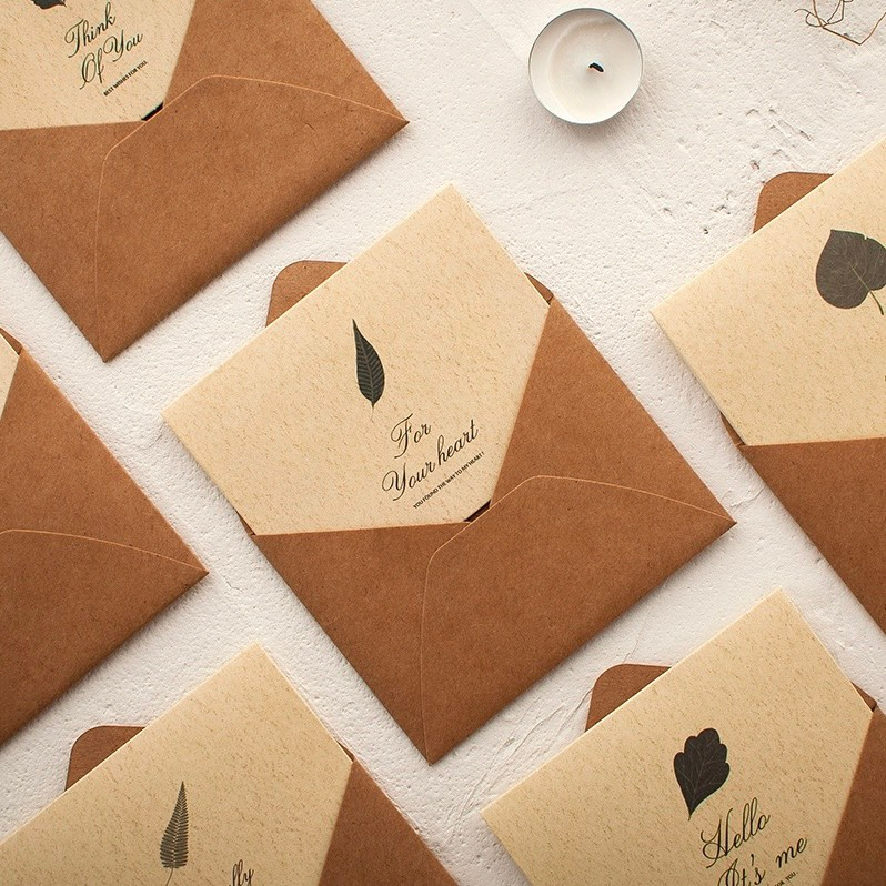 Thiệp Vintage Viết Lời Chúc Mừng Sinh Nhật, Cảm Ơn Kèm Phong Bì Kraft Cao Cấp