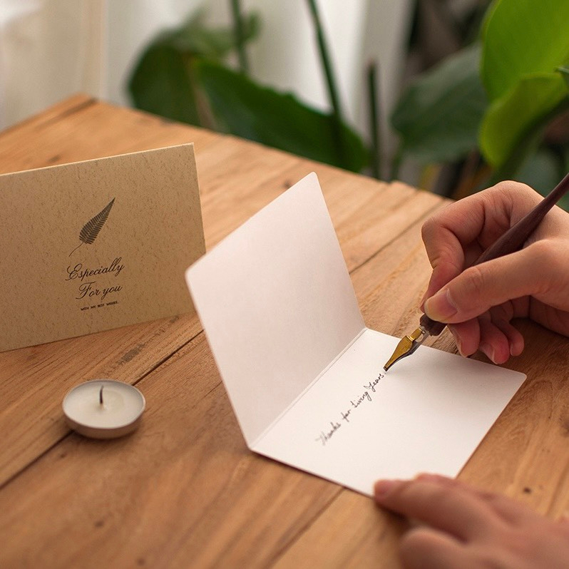 Thiệp Vintage Viết Lời Chúc Mừng Sinh Nhật, Cảm Ơn Kèm Phong Bì Kraft Cao Cấp