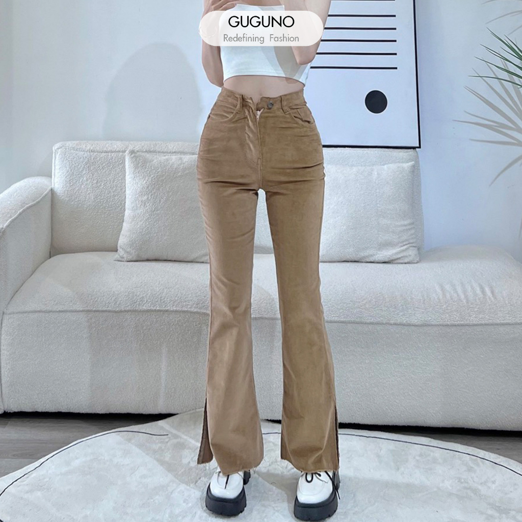 Quần nhung dài ống loe Guguno (quần jeans nữ, quần jean nữ, quần rin nữ, quần bò nữ)