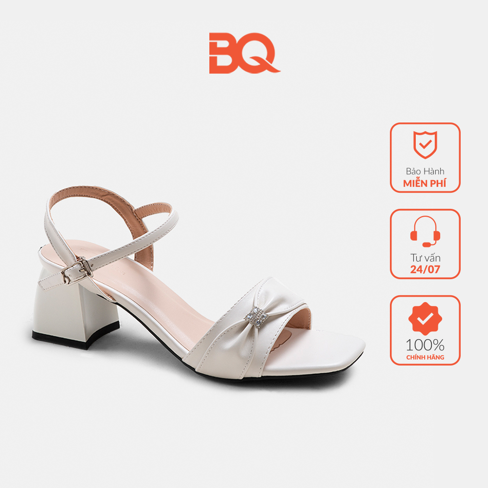Giày sandal cao gót nữ 5 phân quai ngang cách điệu nơ Gi H217