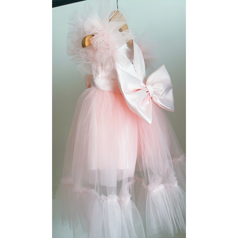 Đầm công chúa tay bông dành cho mã N01 màu cafe sữa