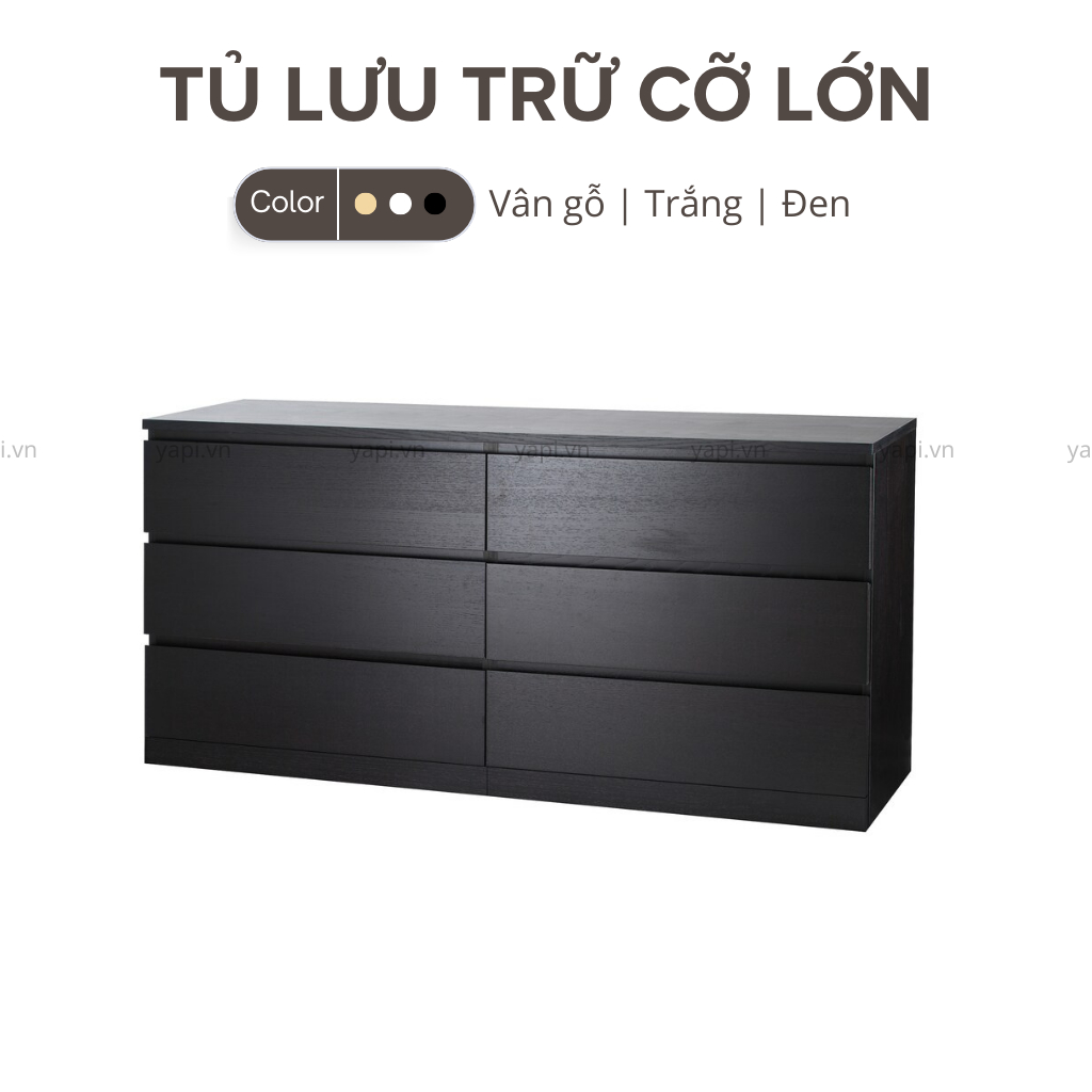 Tủ đựng đồ đa năng 3 tầng 6 ngăn kéo ĐÓNG SẴN phong cách hiện đại 160x48x78cm YAPI-107