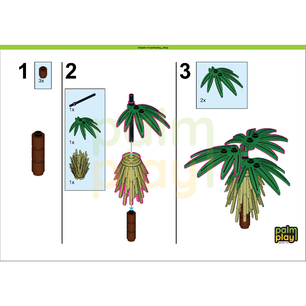 Mô hình MOC Cây Cọ - Đồ chơi gạch lắp ráp xếp hình