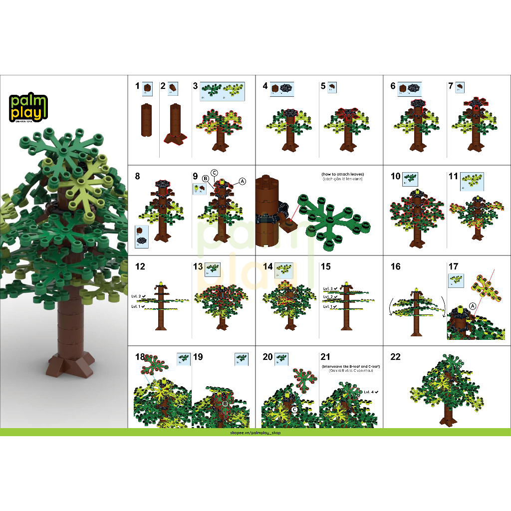 Mô hình MOC Cây Tán Lá Rộng  - Đồ chơi gạch lắp ráp xếp hình