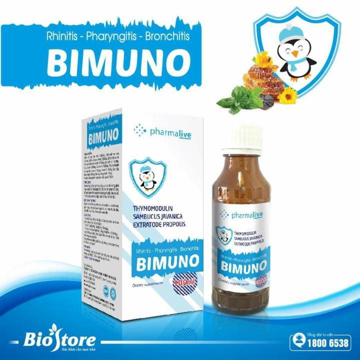 Siro Tăng Cường Đề Kháng Cho Bé BIMUNO hộp 1 chai 100ml