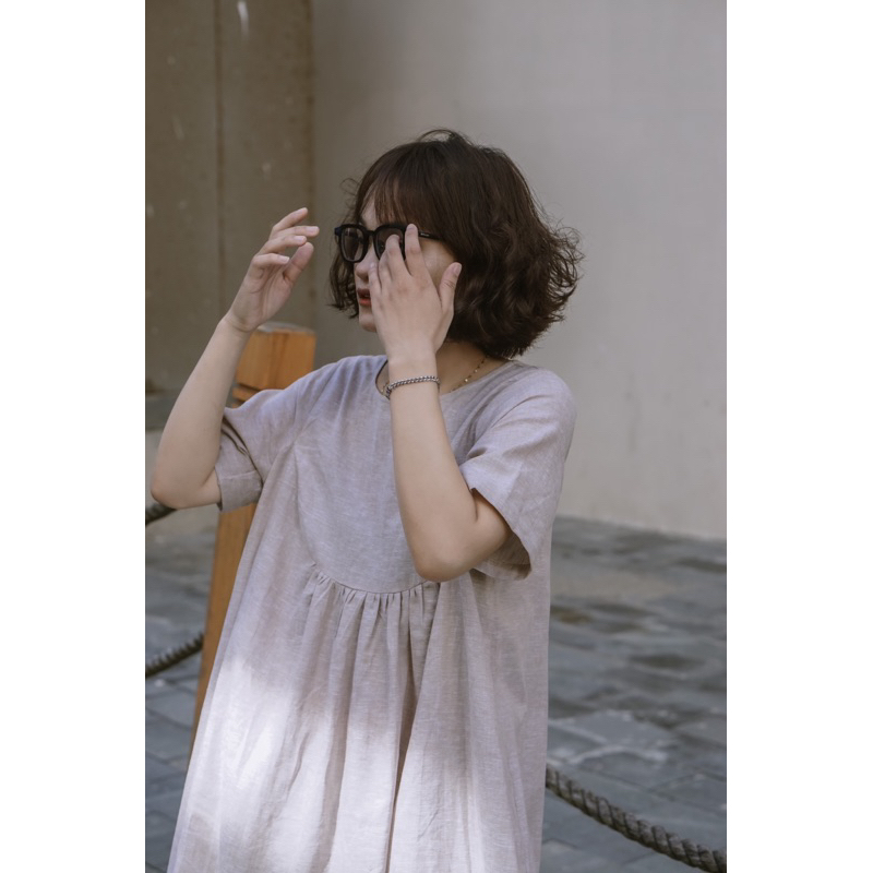 Váy babydoll cổ tròn