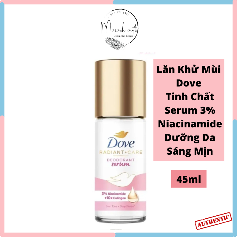 Lăn Khử Mùi Dove Tinh Chất Serum Niacinamide 3% Dưỡng Da Sáng Mịn - Dạng Chai 45ml