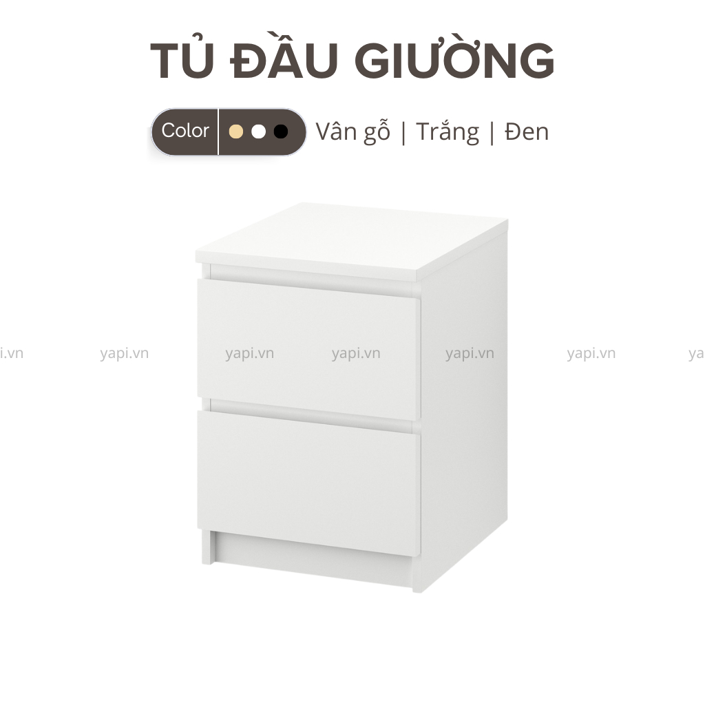 Tủ đầu giường 2 ngăn kéo cao cấp LẮP SẴN YAPI-103 - Nội thất phòng ngủ