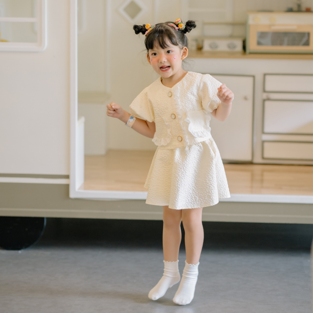 Bộ cộc tay cho bé Sora.bébé Sunnia Set áo croptop kết hợp chân váy xòe đáng yêu