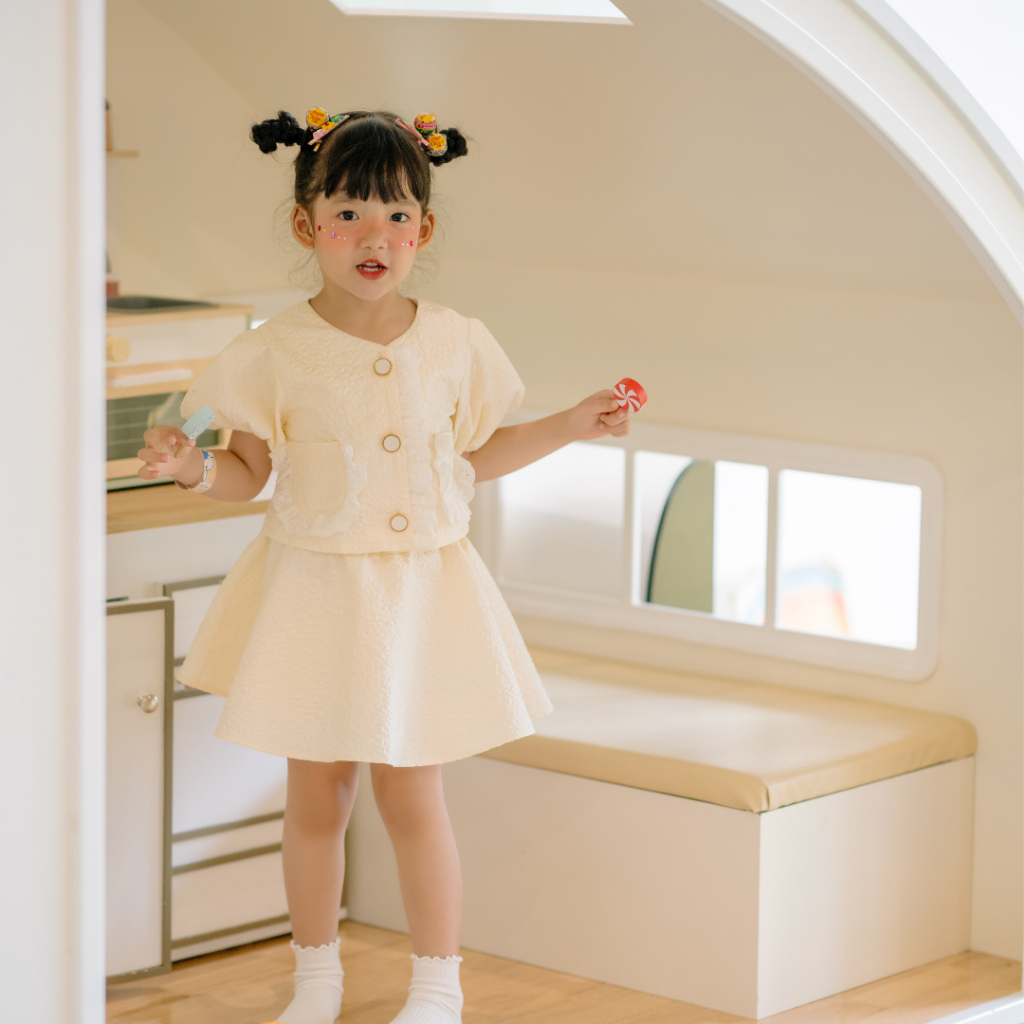 Bộ cộc tay cho bé Sora.bébé Sunnia Set áo croptop kết hợp chân váy xòe đáng yêu
