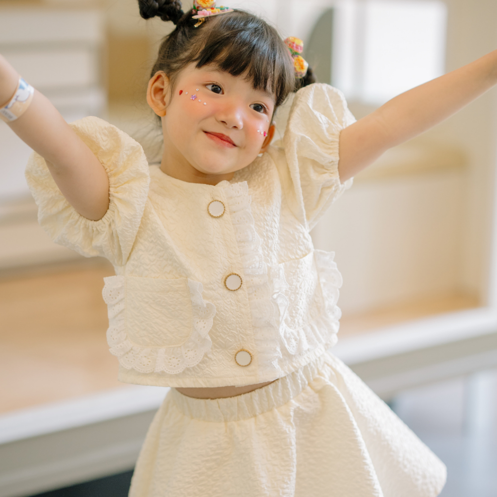 Bộ cộc tay cho bé Sora.bébé Sunnia Set áo croptop kết hợp chân váy xòe đáng yêu