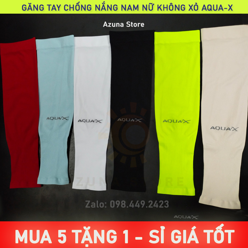 Găng tay chống nắng không xỏ Aqua-X cho nam nữ vải trơn mềm, co giãn 4 chiều, chống UV, size 40-65kg