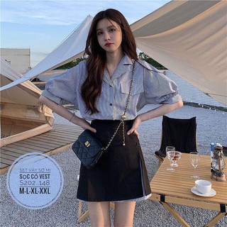 🌈bigsize SET VÁY SƠ MI SỌC CỔ VEST 🌈