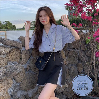 🌈bigsize SET VÁY SƠ MI SỌC CỔ VEST 🌈
