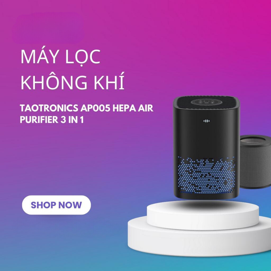 Máy lọc không khí TaoTronics AP005 HEPA 3 in 1 bảo hành 12 tháng dùng cho căn hộ dưới 30m2 với Chế độ tự động, Hẹn giờ | BigBuy360 - bigbuy360.vn