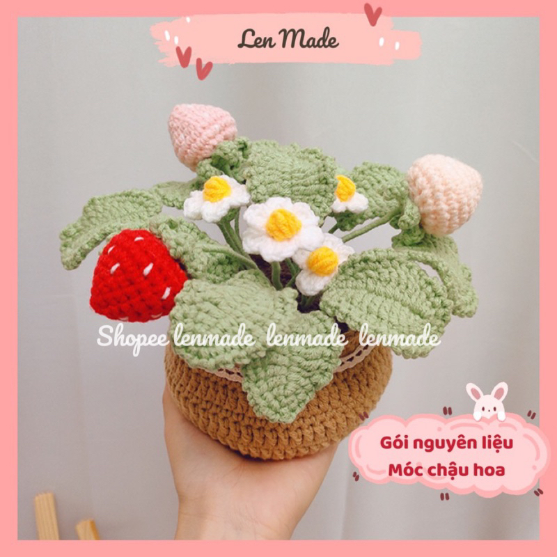 DIY Gói Nguyên Liệu Móc Chậu Hoa Len quà tặng handmade ý nghĩa tự làm đan móc amigurumi decor trang trí lenmade