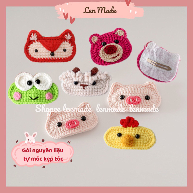 Handmade Gói Nguyên Vật Liệu Tự Móc Kẹp Tóc Len Siêu Đáng Yêu Quà Tặng Ý Nghĩa Bộ Kit Phụ Kiện Tóc Lenmade