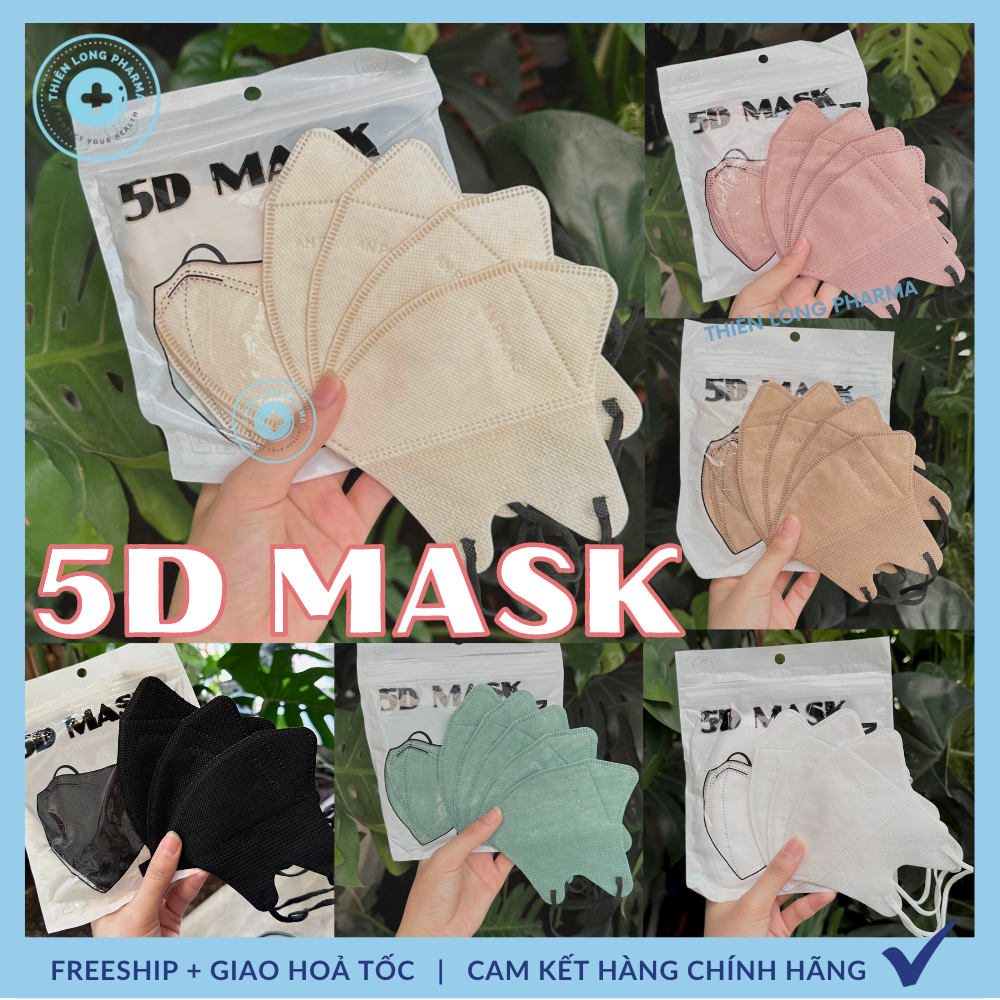  Khẩu trang 5D THÁI LAN, 5D MASK CAREION kháng khuẩn dày dặn nhiều màu sắc