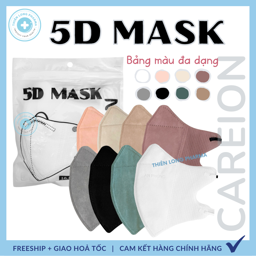 Khẩu trang 5D THÁI LAN, 5D MASK CAREION kháng khuẩn dày dặn nhiều màu sắc