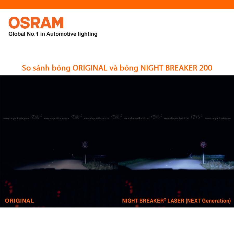 Combo 2 Bóng Đèn Halogen Tăng Sáng 200% OSRAM Night Breaker H4 64193NB200 12V 60/55W - Nhập Khẩu Chính Hãng