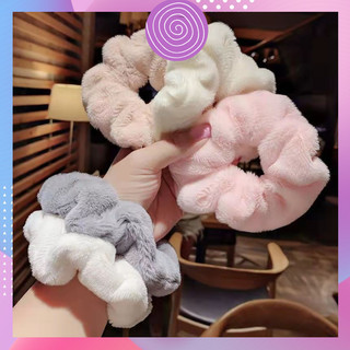 Dây cột tóc scrunchies vải lông xù xinh xắn dễ phối đồ