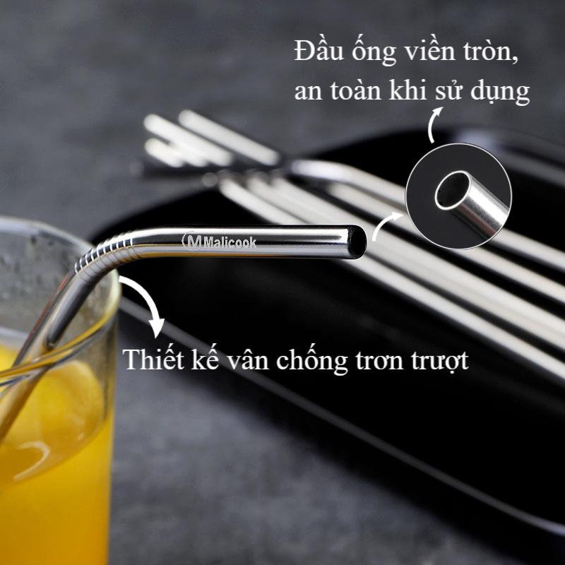 Ống Hút Inox 304 VieCup Thép Không Gỉ - Ổng hút thắng và Cong Inox