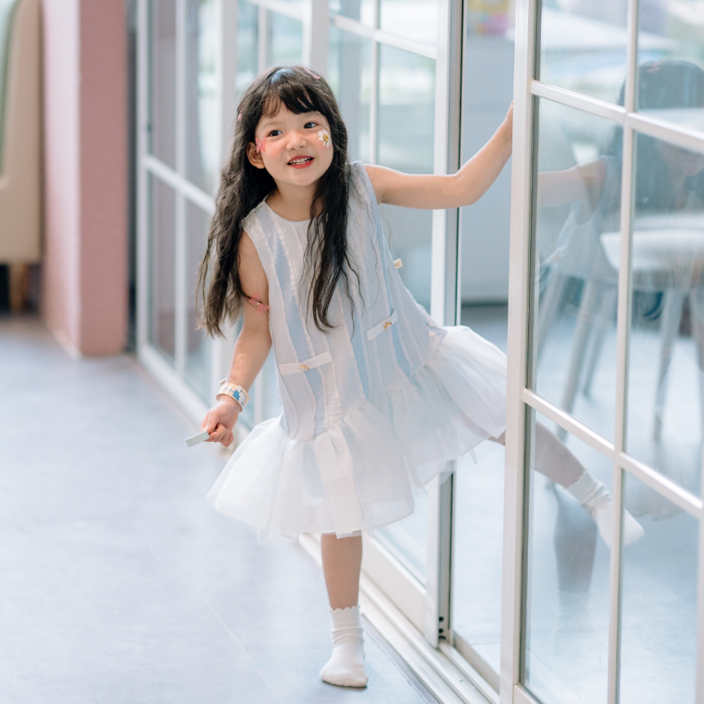 Váy xinh cho bé gái Sora.bébé Ocean Dress chất thun dáng suông phong cách Hàn Quốc nhẹ nhàng