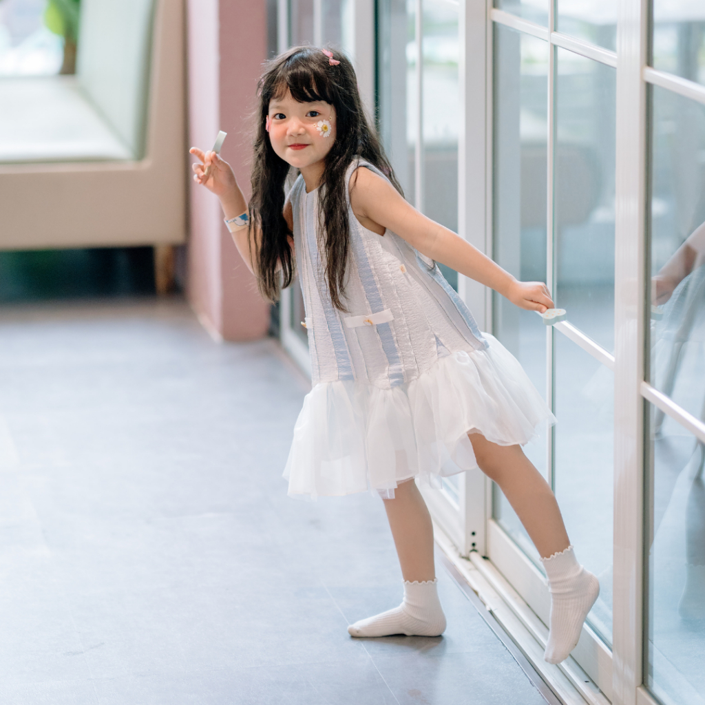 Váy xinh cho bé gái Sora.bébé Ocean Dress chất thun dáng suông phong cách Hàn Quốc nhẹ nhàng